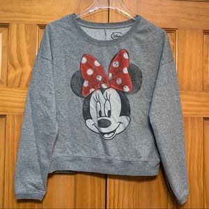 Disney Minnie Mouse Gray Sweatshirt Size Large